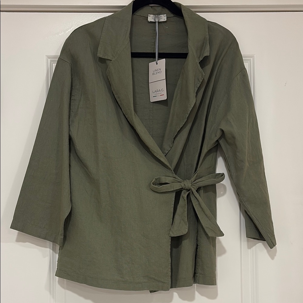 Linen Blend Wrap Blouse/Jacket